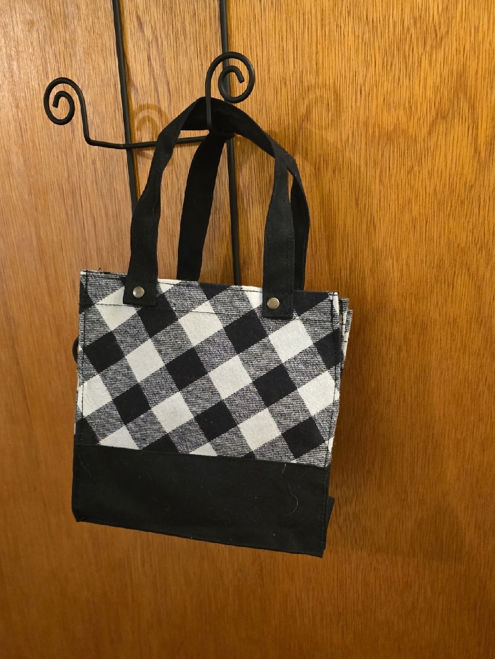 Bath & Body Works Black & White Plaid Mini Tote Bag